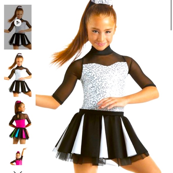 Weissman Other - Dance Costume Black White Jazz Tap I Got U You Child Medium Pleated Skirt CM